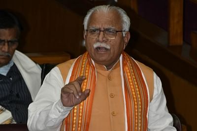 Chandigarh: Haryana Chief Minister Manohar Lal Khattar speaks during the ongoing Budget Session of state assembly in Chandigarh, on Feb 27, 2019. (Photo: IANS)