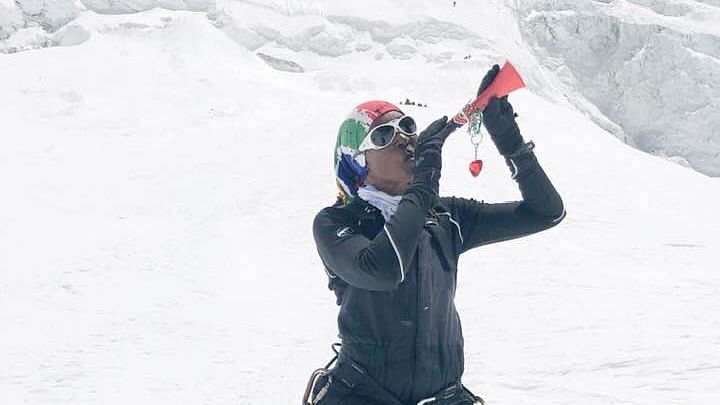 Saray Khumalo reached the mountain top after three previous bids were thwarted by bad weather, injury &amp; tragedy.