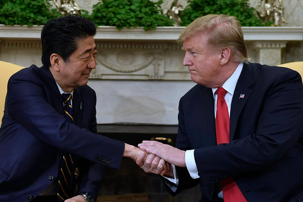 Abe and Trump met at the White House for trade talks on April 26, 2019.