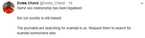 Chand took to her official handle to call out the phony account. 