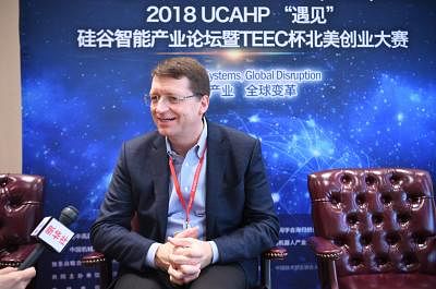 SAN FRANCISCO, Jan. 14, 2018 (Xinhua) -- Tuomas Sandholm, Professor at Carnegie Mellon University, receives an interview during the 2018 Intelligence System Summit & TEEC Cup Startup Contest in San Francisco, the United States, Jan. 13, 2018. (Xinhua/Wu Xiaoling/IANS)