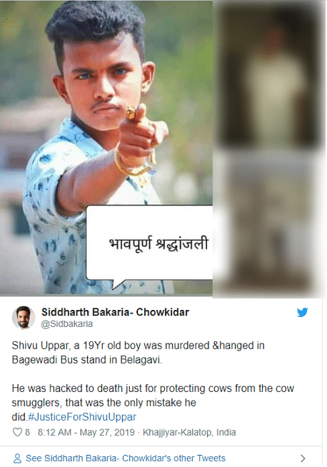 No, a 19-year-old boy was not murdered in Karnataka for protecting cows. It’s a case of suicide.