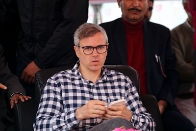 Shopian: National Conference Vice President Omar Abdullah during a party rally in Jammu and Kashmir