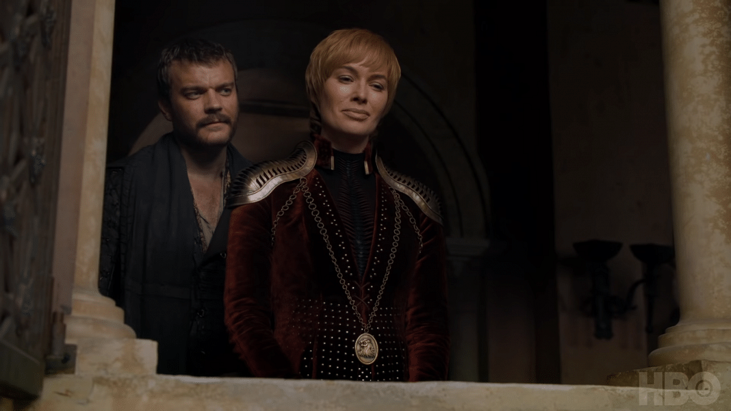 Euron Greyjoy and Cersei Lannister in a still from <i>Game of Thrones</i>.