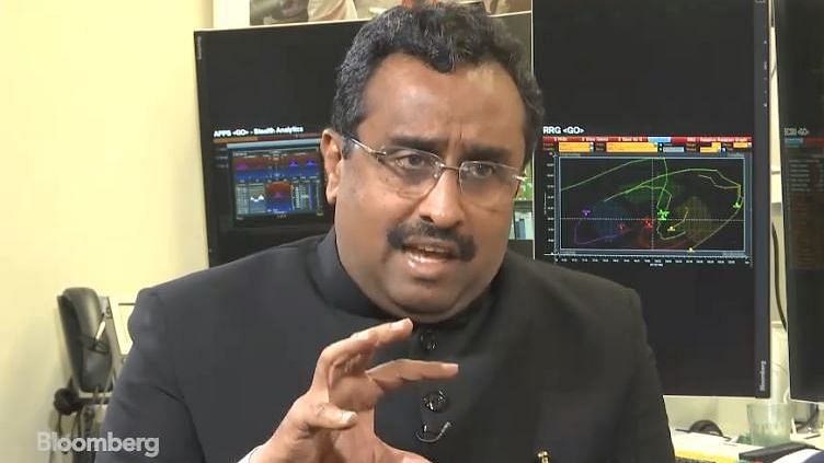 A screengrab of the Bloomberg interview with BJP’s Ram Madhav.