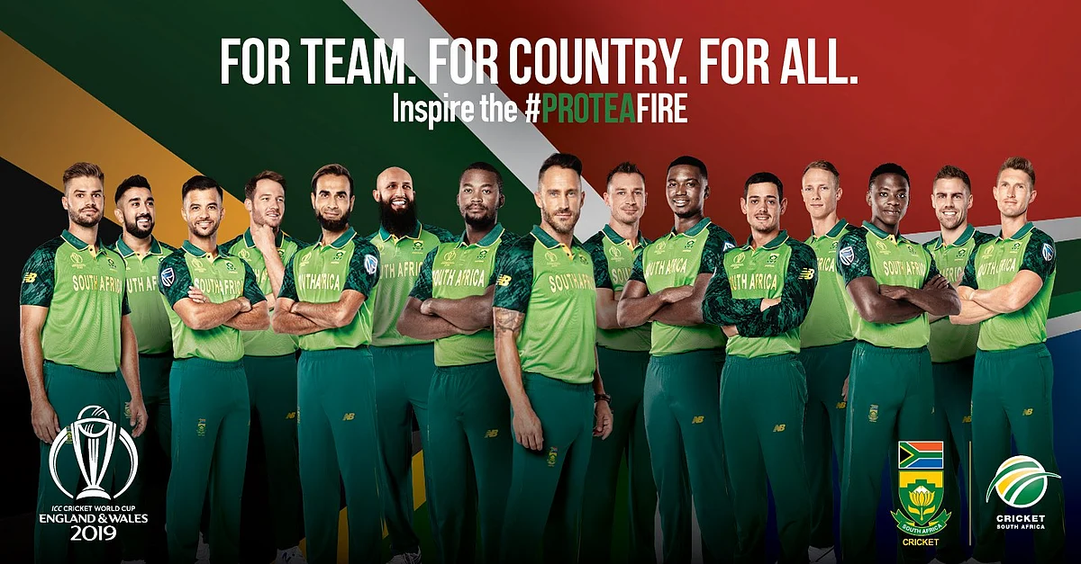A picture posted by Cricket South Africa’s Twitter handle of the enter South African team in their World Cup jerseys.
