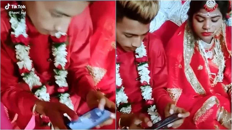 A groom was seen playing PUBG at his wedding, in a TikTok video that has gone viral on social media.