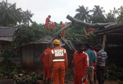 Hirapur (West Bengal): National Disaster Response Force (NDRF) personnel at work in West Bengal