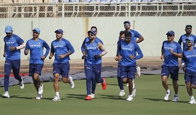 Visakhapatnam: Team India during a practice session ahead of the 1st T20I match against Australia at ACA-VDCA Cricket Stadium in Visakhapatnam on Feb 23, 2019. (Photo: Surjeet Yadav/IANS)