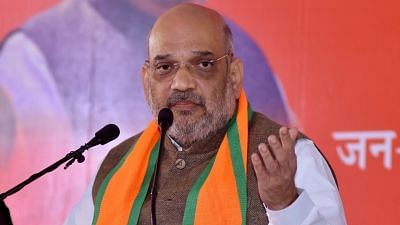 Jaipur: BJP chief Amit Shah addresses a press conference in Jaipur, on Dec 5, 2018.&nbsp;