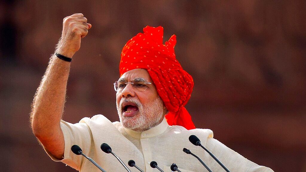 PM-designate Narendra Modi addressing the nation on  Independence Day in New Delhi.