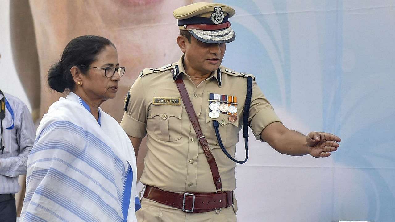 File photo of former Kolkata Police Commissioner Rajeev Kumar with West Bengal CM Mamata Banerjee.