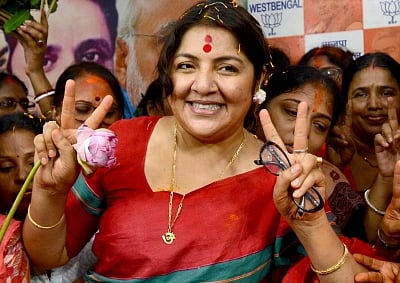 Kolkata: Newly elected BJP MP from Hooghly, Locket Chatterjee during a felicitation programme at the state party headquarters in Kolkata, on May 24, 2019. (Photo: Kuntal Chakrabarty/IANS)