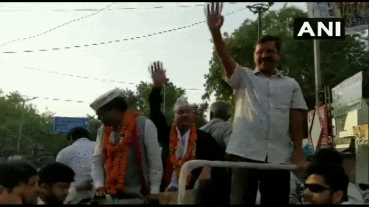 In the video, Kejriwal is seen waving at the crowd on a vehicle when a man suddenly climbs up and slaps him.