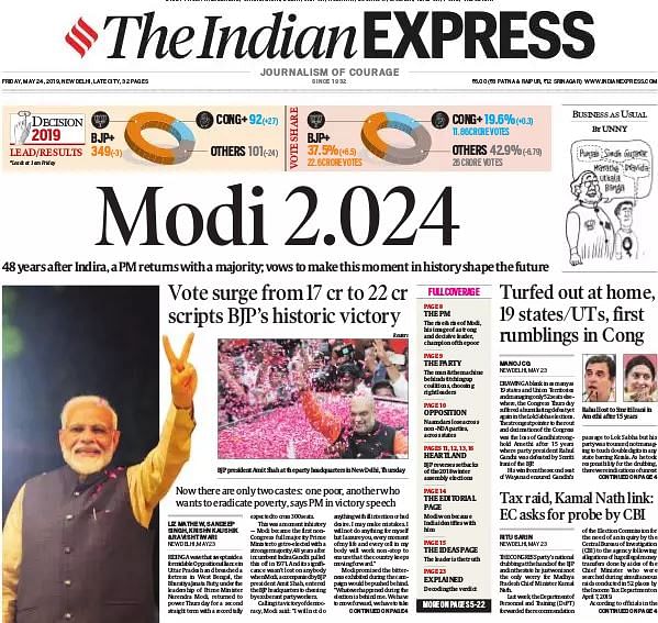 Here’s a look at the front pages of major publications the morning after the BJP’s mammoth victory.
