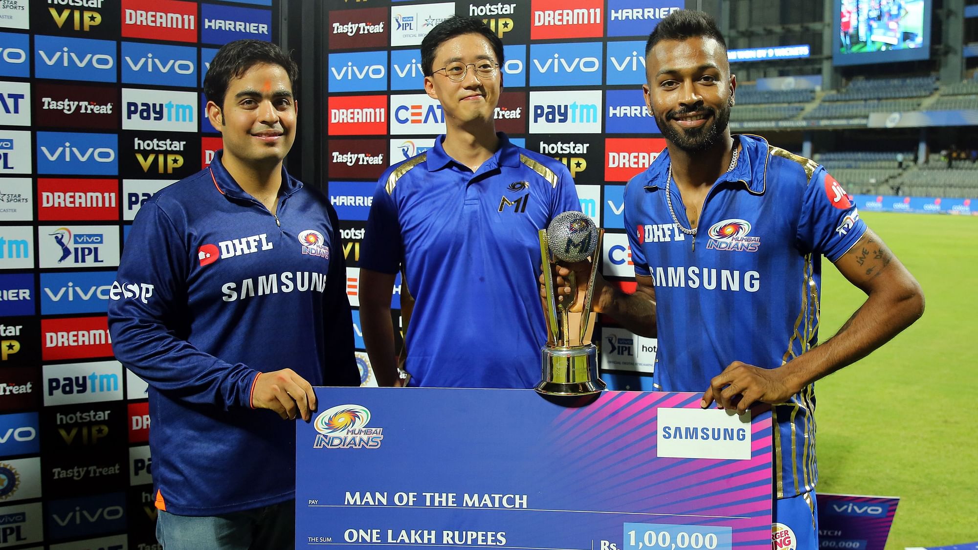 Hardik Pandya was adjudged man of the match for his bowling figures of 2/20 in three overs.