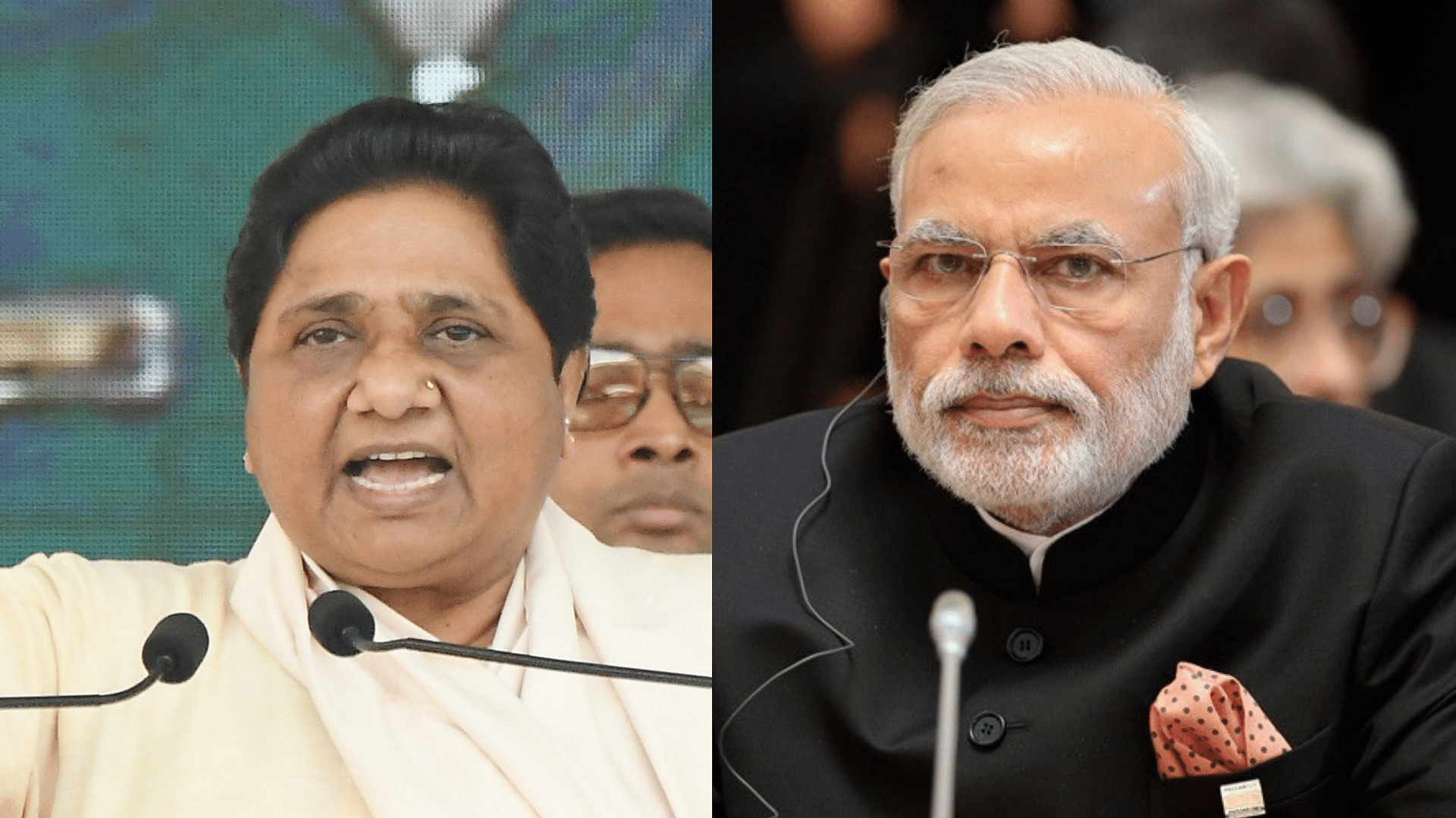 BSP supremo Mayawati (left) and PM Modi (right).