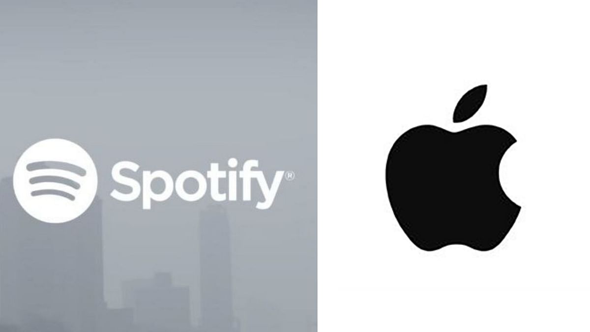 Download Dark Neon Blue Spotify Icon Background