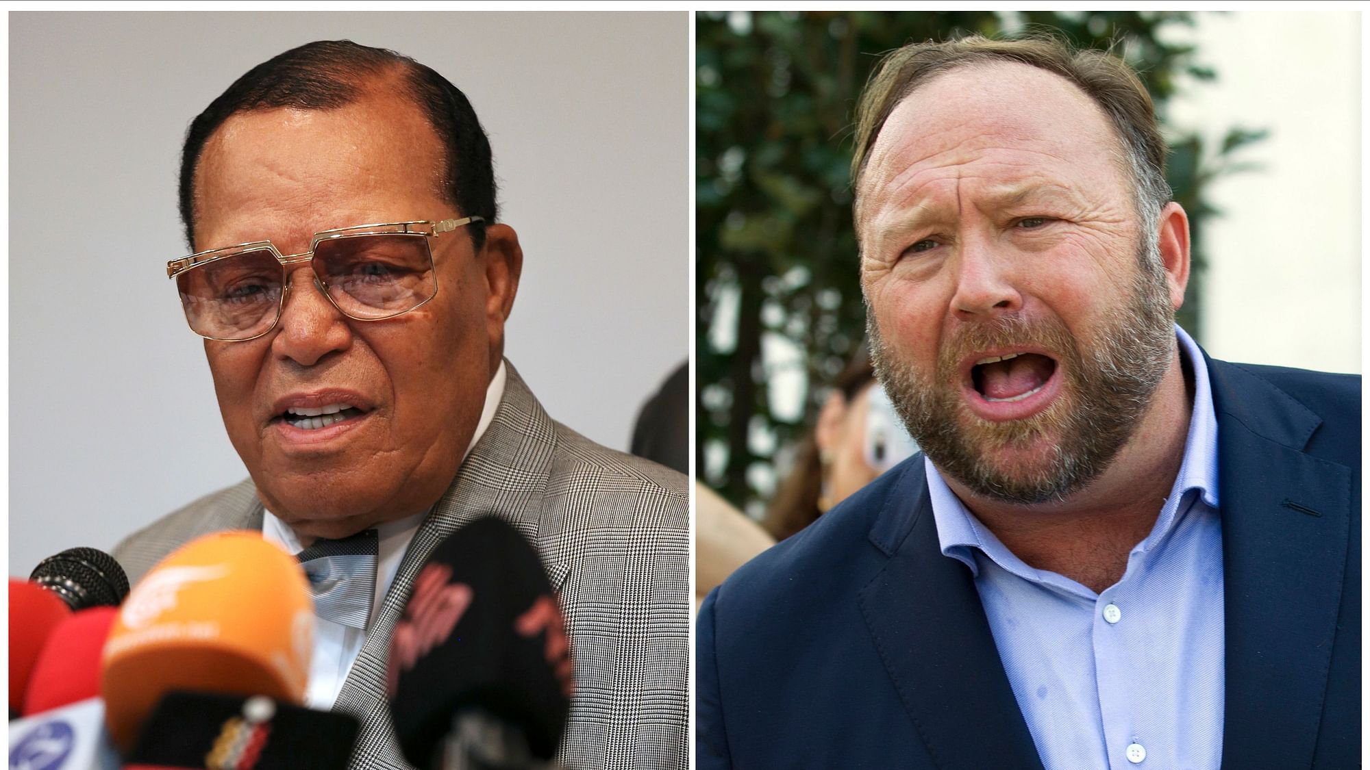 Louis Farrakhan, the leader of the Nation of Islam, in Iran &amp; conspiracy theorist Alex Jones.