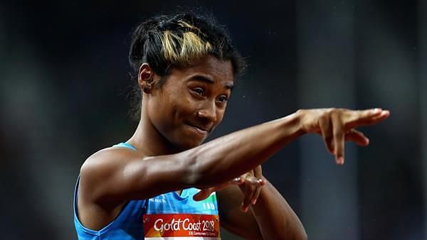 Hima Das, who was a doubtful starter despite being named in the team after her lower back injury during the Asian Championships, ran the first leg.
