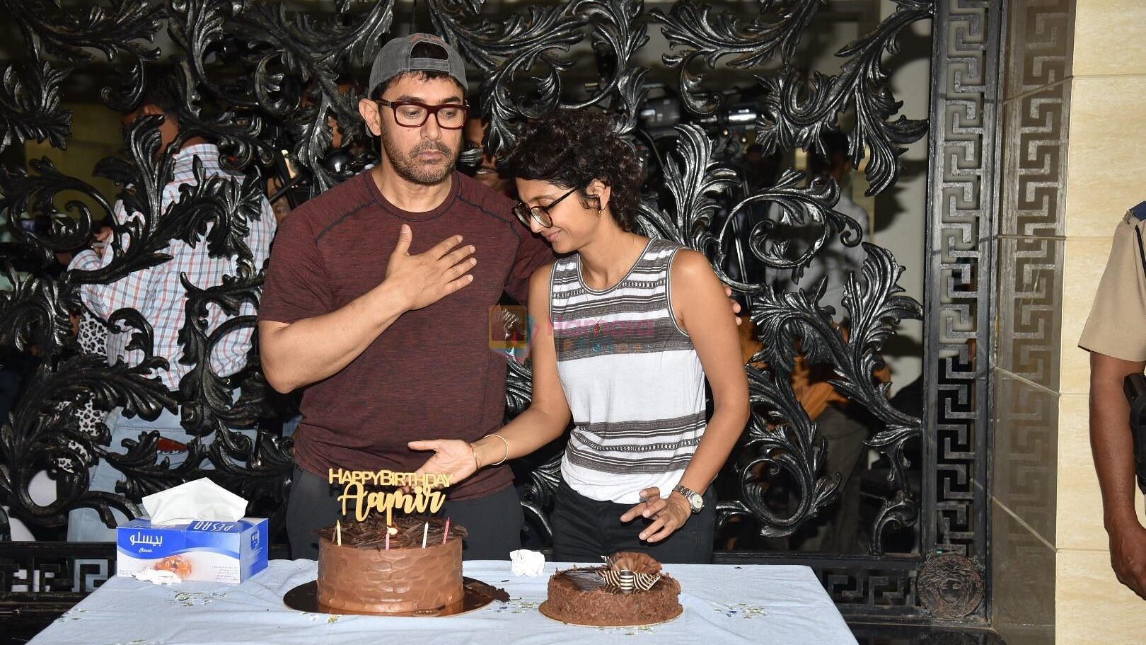 Aamir Khan with Kiran Rao on his birthday.