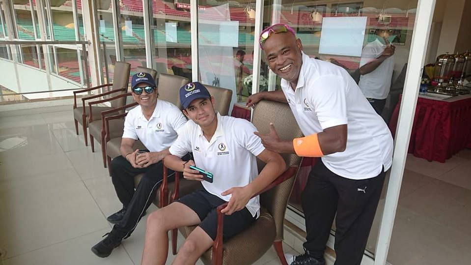 (File photo of Arjun Tendulkar with Sachin and Vinod Kambli)