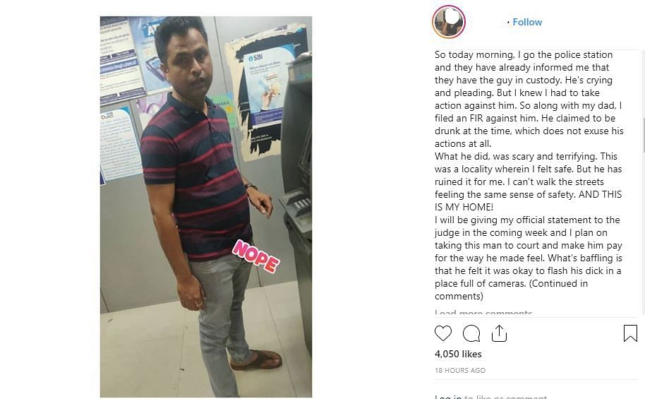 A man flashed a girl in an ATM in Mumbai. Girl filmed him and got him arrested. 