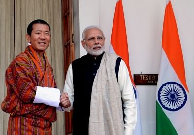 New Delhi: Prime Minister Narendra Modi meets Bhutan Prime Minister Dr. Lotay Tshering, at Hyderabad House, in New Delhi on Dec 28, 2018. (Photo: IANS)