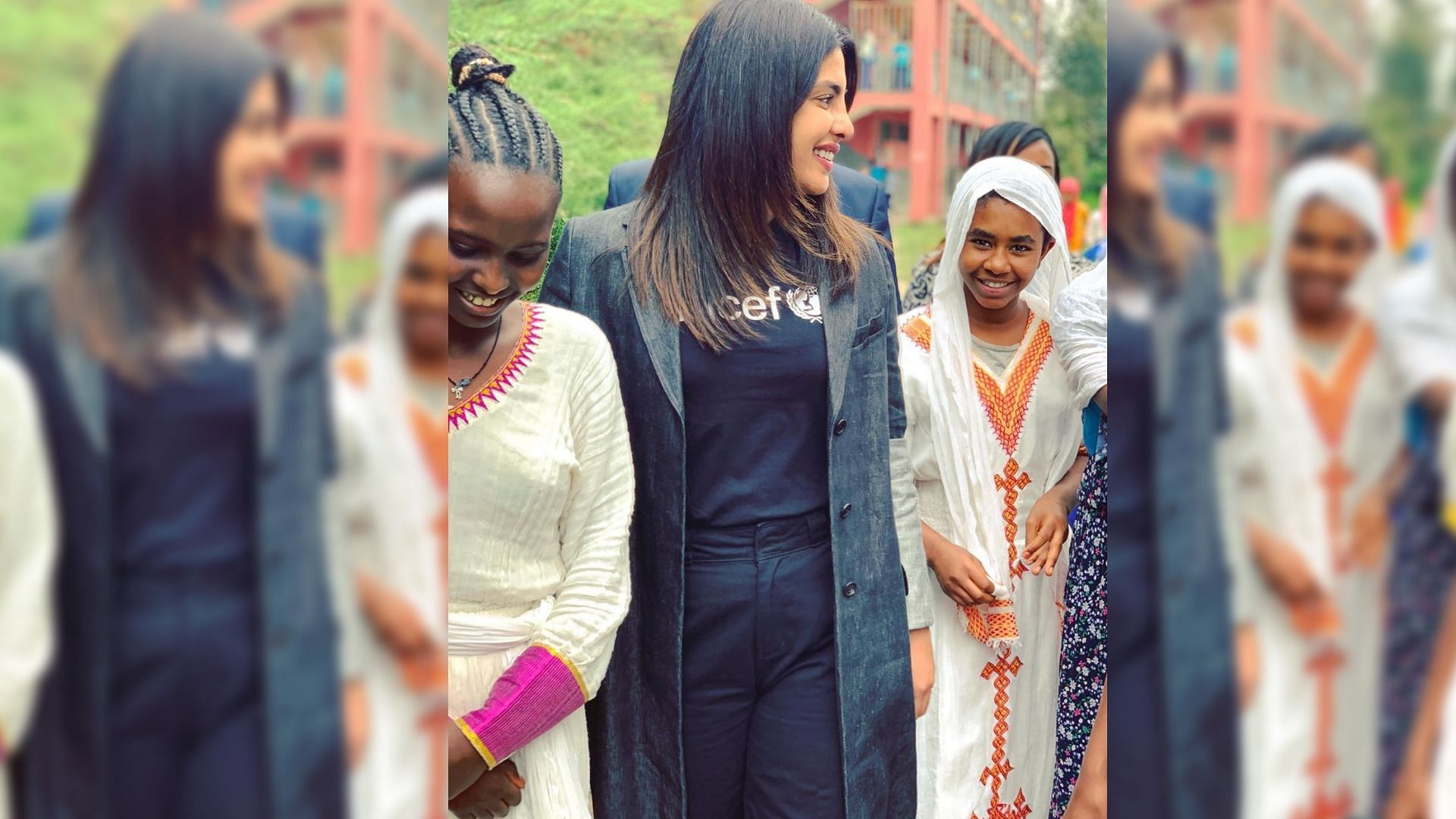 Priyanka Chopra with locals in Ethiopia.&nbsp;