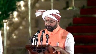 New Delhi: Secunderabad BJP MP G. Kishan Reddy takes oath as Union Minister at a swearing-in ceremony at Rashtrapati Bhavan in New Delhi on May 30, 2019. (Photo: IANS)