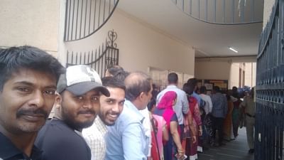 Faridabad: People queue up to cast their votes during the sixth phase of 2019 Lok Sabha elections, in Faridabad, Haryana on May 12, 2019. (Photo: IANS)