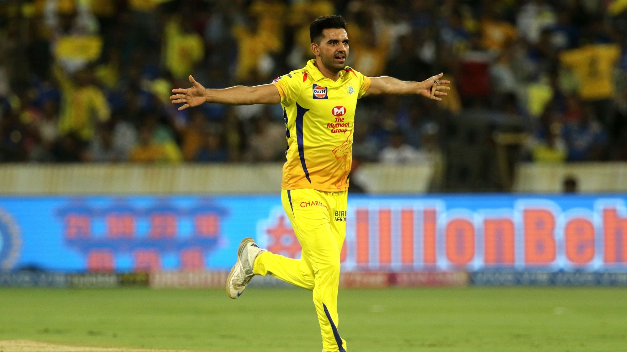 <div class="paragraphs"><p>Deepak Chahar celebrates a wicket.</p></div>