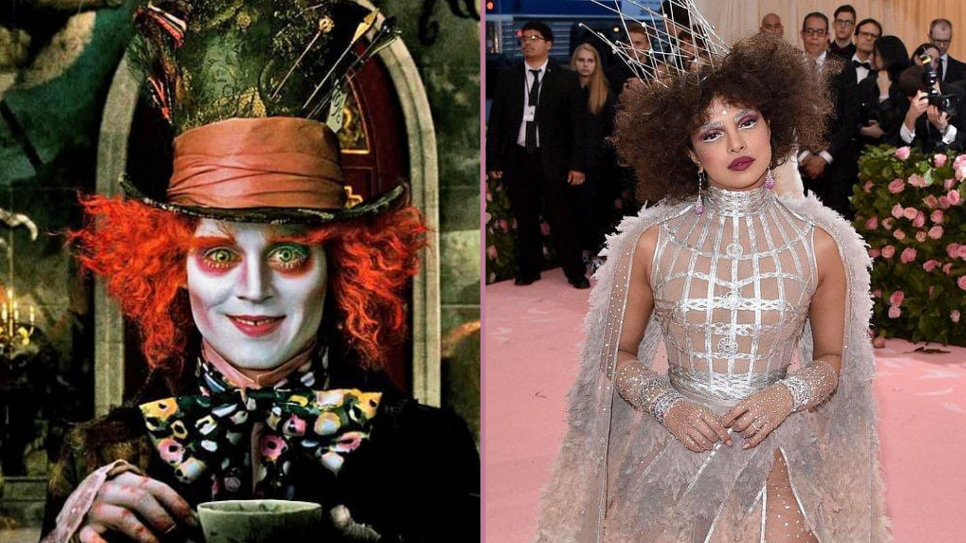Social media users have been comparing Priyanka Chopra’s look at the Met Gala 2019 to Johnny Depp’s Mad Hatter.