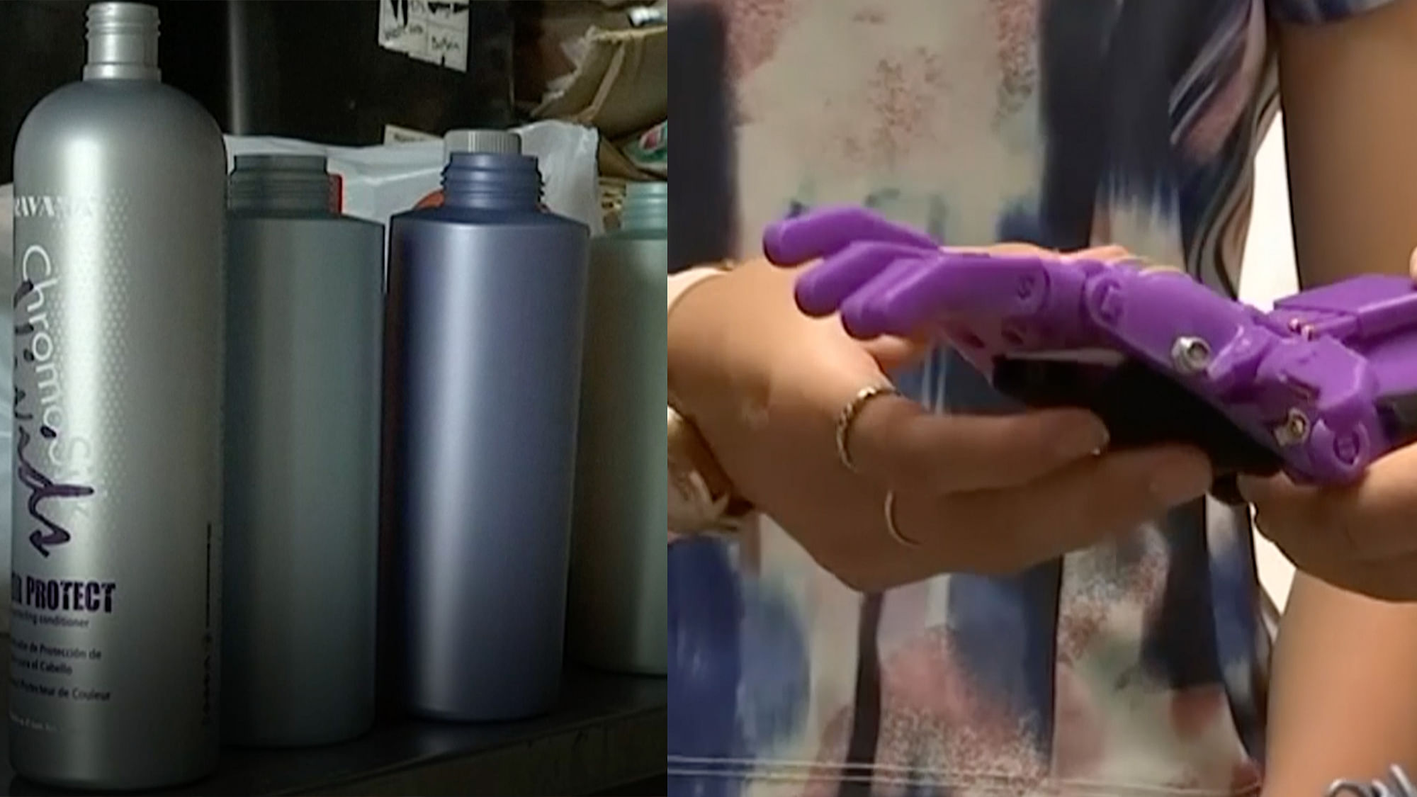 Plastic bottles being turned into prosthetic limbs.