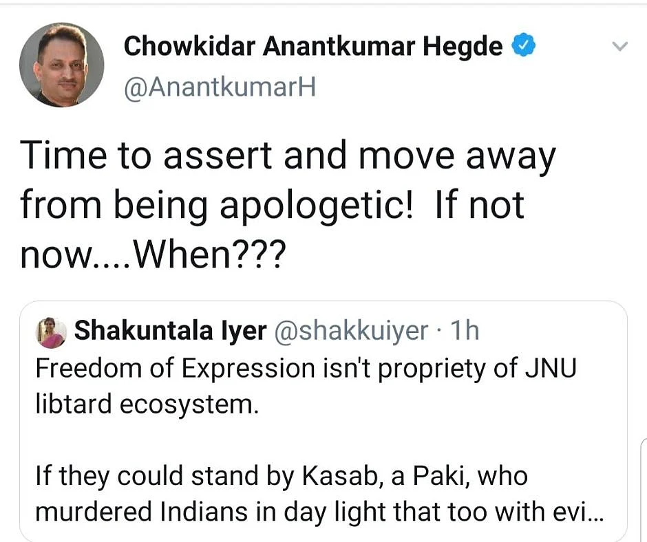 ‘Account Hacked’: Anantkumar Hegde Deletes Tweets Supporting Godse