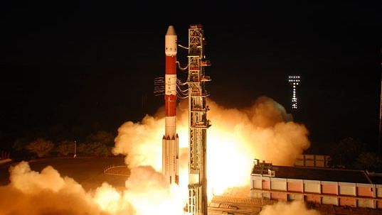 The satellite’s predecessor, RISAT-1, being launched from Sriharikota, Andhra Pradesh.