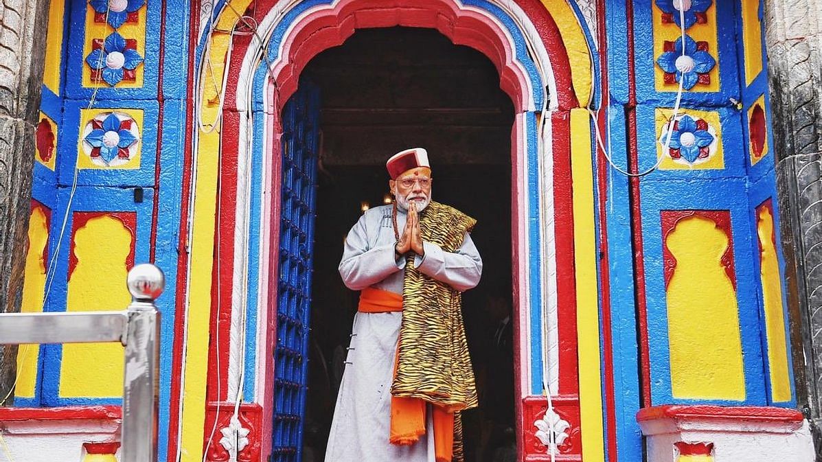 Prime Minister Narendra Modi arrives at Kedarnath, for this two-day pilgrimage to Himalayan shrines, in Rudraprayag district.