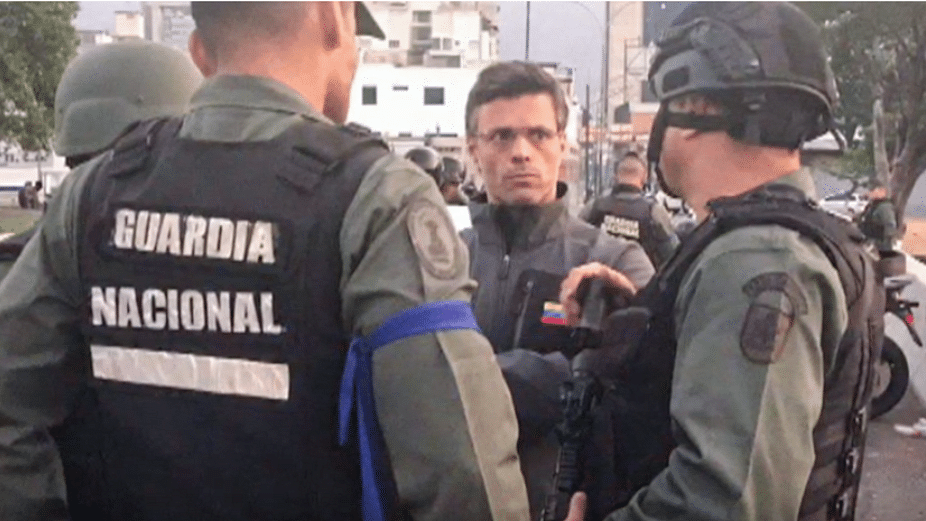 Venezuelan opposition leader Leopoldo López has been freed by his captors from house arrest and is backing a coup attempt against the Maduro government. 