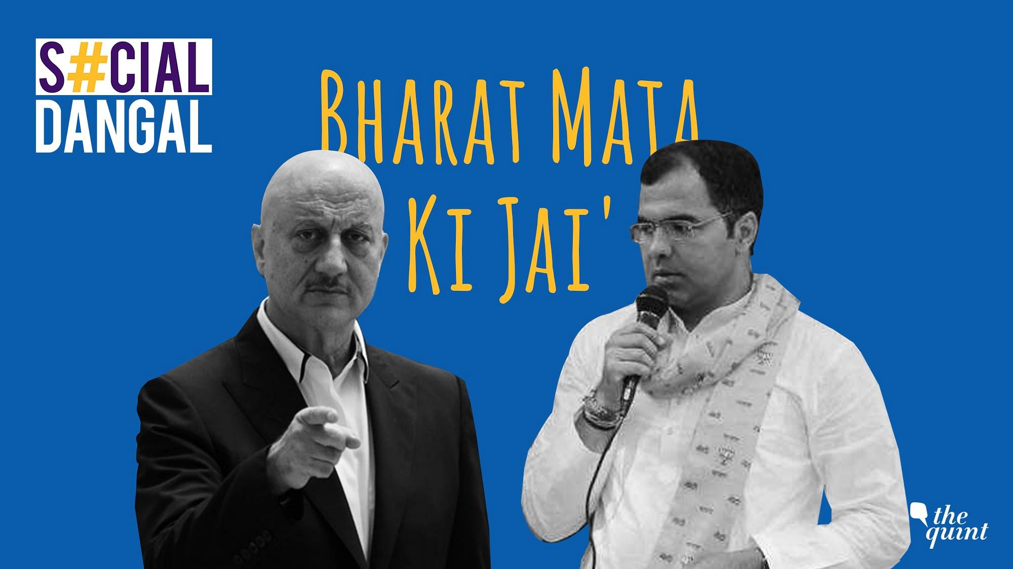 Anupam Kher and Parvesh Singh Sahib evaded questions on development with ‘Bharat Mata Ki Jai’.&nbsp;
