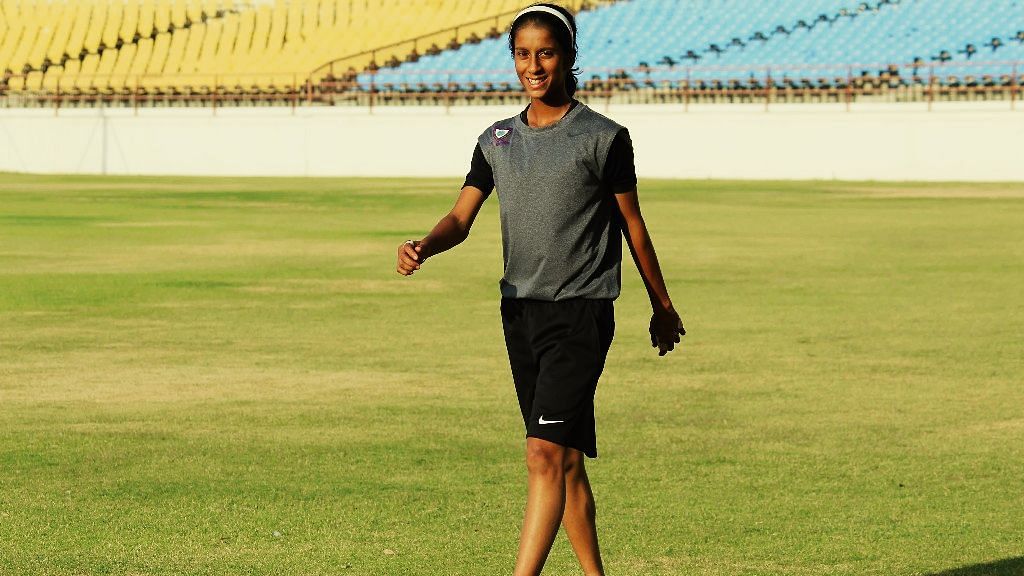 Indian women cricket team’s young batting sensation Jemimah Rodrigues has been spotted trying her hands in the hockey field