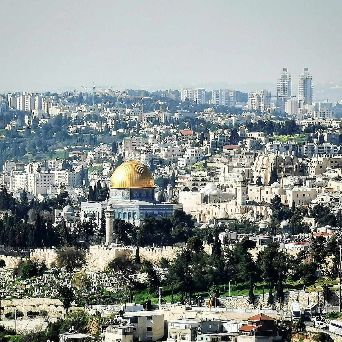 The old and the new merge in this shot of Jerusalem.