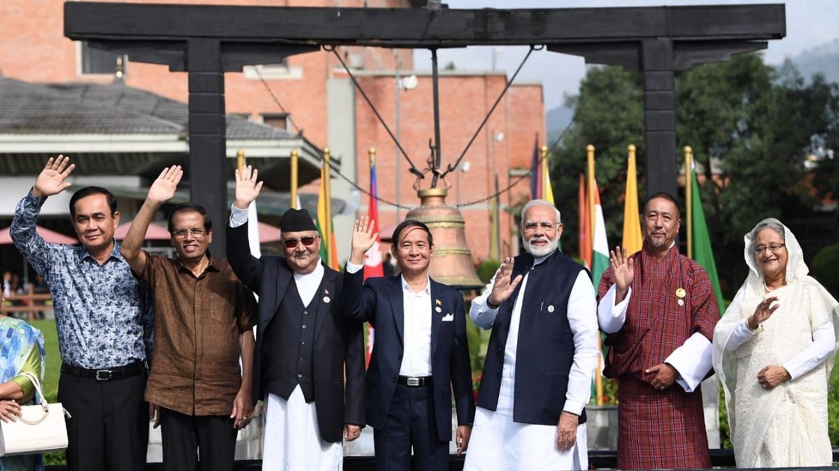 File photo of PM Modi and other leaders from BIMSTEC in its last meeting in Kathmandu.