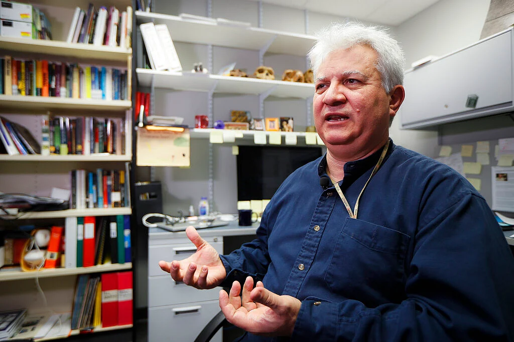 Amr Al Azm, a professor of Middle East History and Anthropology at Shawnee State University, speaks at his office on 25 April 2019, in Portsmouth, Ohio. 