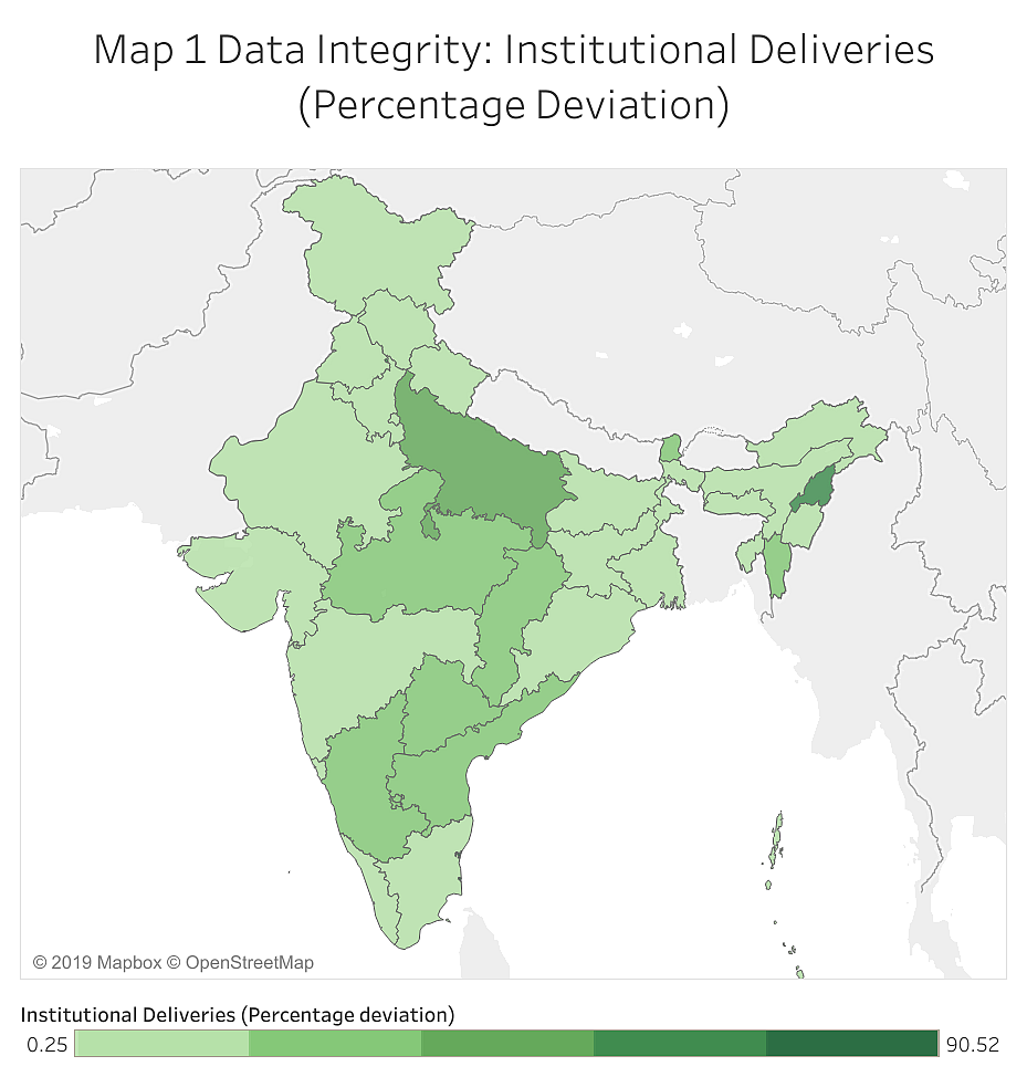 Map 1 Data Integrity: Institutional Deliveries (Percentage Deviation)