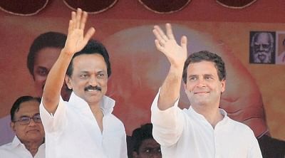 DMK President M. K. Stalin and Congress President Rahul Gandhi. (Photo: IANS)