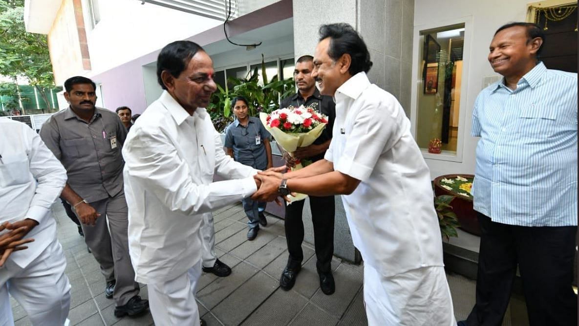 Telangana Chief Minister K Chandrashekhar Rao meeting DMK chief MK Stalin has stirred a controversy.