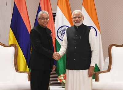Prime Minister Narendra Modi and Mauritian Prime Minister Pravind Jugnauth. (File Photo: IANS)
