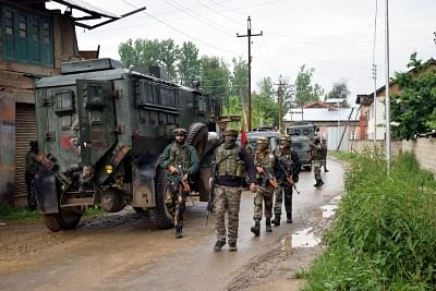 Pulwama: Security forces conduct cordon and search operations after two militants were killed in a gunfight with the security forces in Jammu and Kashmir