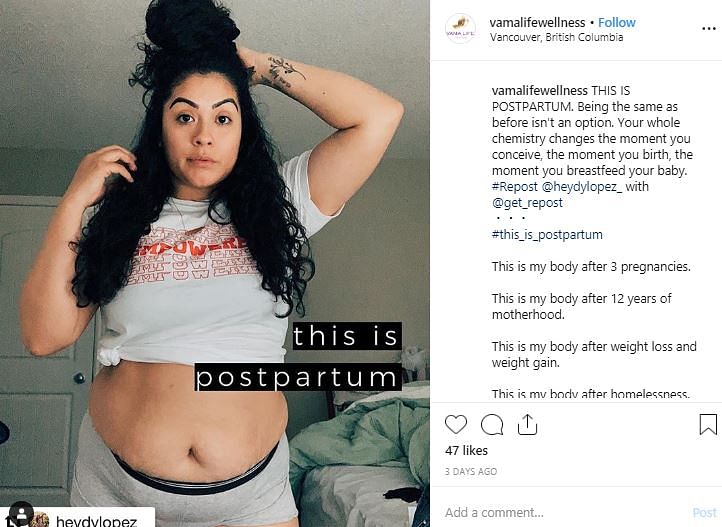New mothers are sharing unfiltered pictures of their postpartum bodies to encourage body positivity.