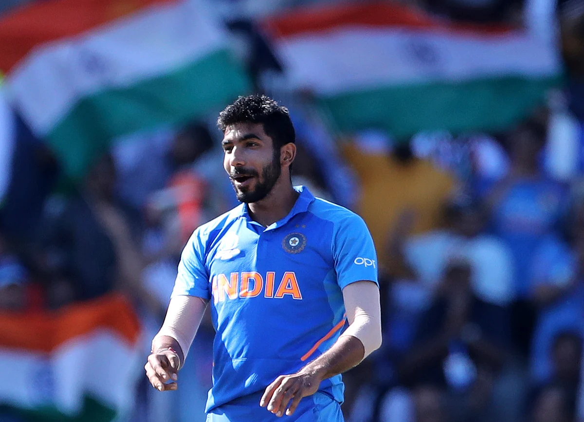India’s Jasprit Bumrah celebrates the dismissal of West Indies’ Carlos Brathwaite during the Cricket World Cup match between India and West Indies.